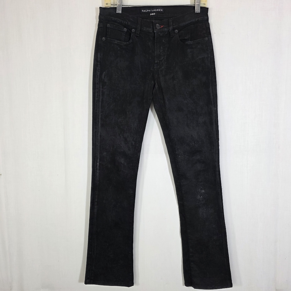 Ralph Lauren 🌎 Women's Straight Leg Black Slight Coating Jeans Sz 29